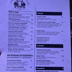 The Getaway Car - Menu