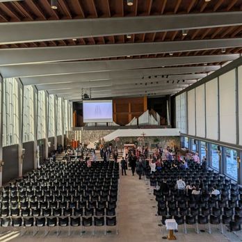 Christ Cathedral - Inside of the arboretum, it used to be a drive-in where church goers could pull up to the side in their cars - Churches Near Me - Garden Grove, California