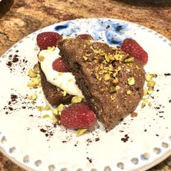 Sprout Personal Chef Services - Chocolate shortcakes with raspberries, pistachios and white chocolate cream