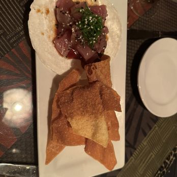 Savant - Tuna poke and wonton chips - Caribbean Near Me - Christiansted, Virgin Islands Savant - Tuna poke and wonton chips - Caribbean Near Me - Christiansted, Virgin Islands