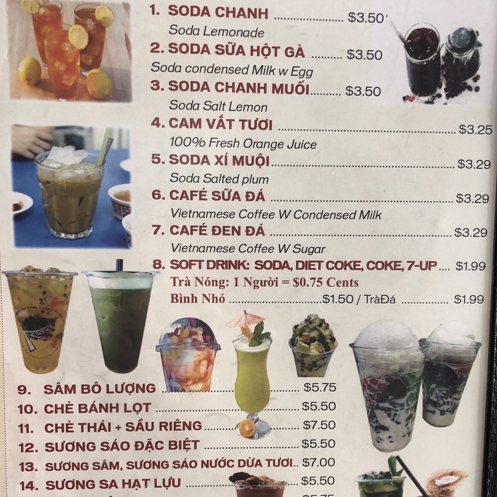 Banh Xeo Ngon - Menu drinks - Vietnamese Near Me - San Jose, California Banh Xeo Ngon - Menu drinks - Vietnamese Near Me - San Jose, California
