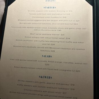 Amavi - Menu - Mediterranean Near Me - New York, New York