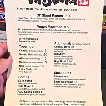Ramen Tatsu-Ya - updated lunch menu 2014 - Ramen Near Me - Austin, Texas