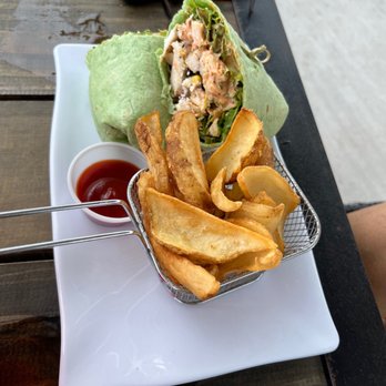 Conroe Lake House - Southwest Chicken Wrap and French Fries - American Near Me - Montgomery, Texas