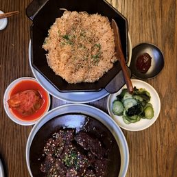 Anchovy rice (top) and yeobo galbi (bottom)