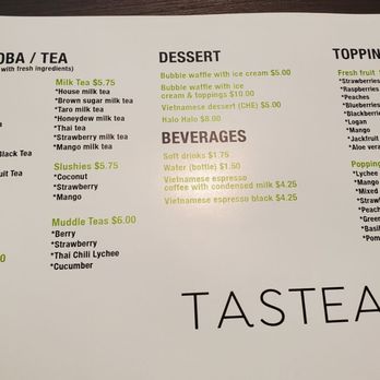 TasteaPho - Boba/Tea and Dessert Menu - Bubble Tea Near Me - Brandon, Florida