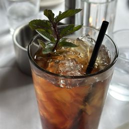 Sweet tea with a sprig of mint