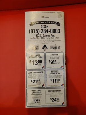 Menu photo 1 Domino's Pizza Dixon, IL