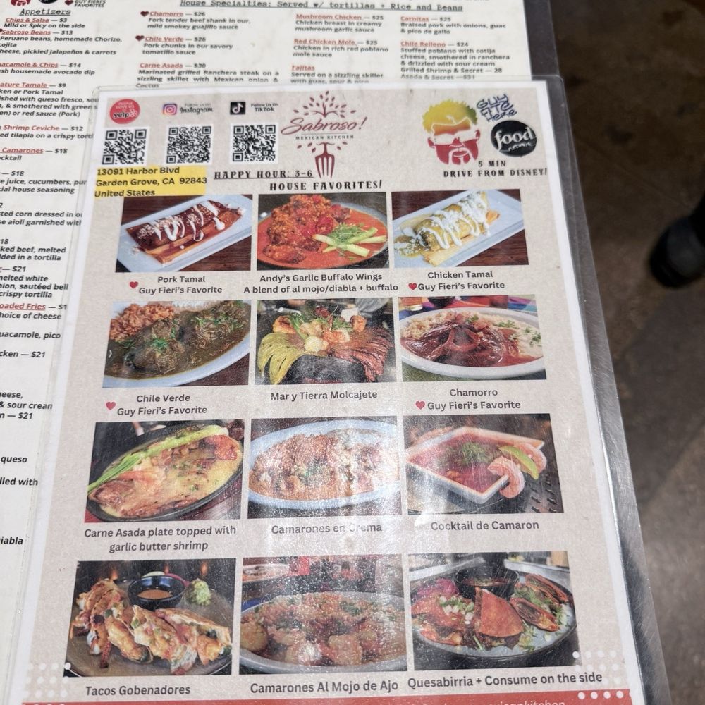 Sabroso! Mexican Kitchen - Menu 2 - Mexican Near Me - Garden Grove, California Sabroso! Mexican Kitchen - Menu 2 - Mexican Near Me - Garden Grove, California