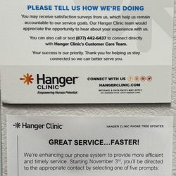 Hanger Prosthetics & Orthotics - 10/16/2025:  Hanger Clinic's FYI.