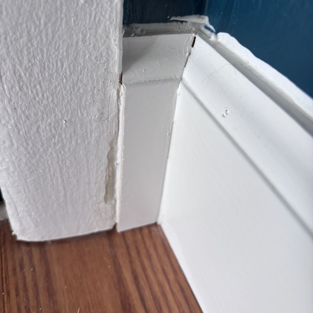 Rochester Handyman LLC - chipped casing, non-angled edge, sloppy caulk - Handyman Near Me Rochester Handyman LLC - chipped casing, non-angled edge, sloppy caulk - Handyman Near Me