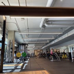 The Village Fit Gym - One of the free weight areas (my view from the smith machine in the corner)