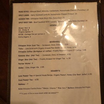 Ethiopian Love - Menu - Ethiopian Near Me - Honolulu, Hawaii