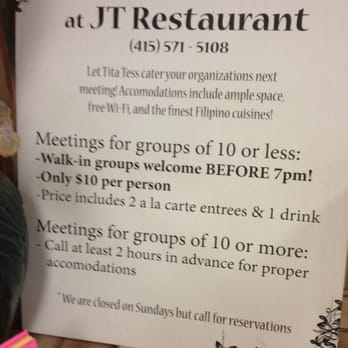 JT Restaurant - Filipino Near Me - San Francisco, California