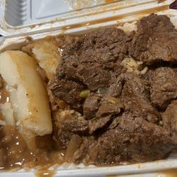 La Patrona Restaurant - Yuca, Rice and Beans and carne guisado