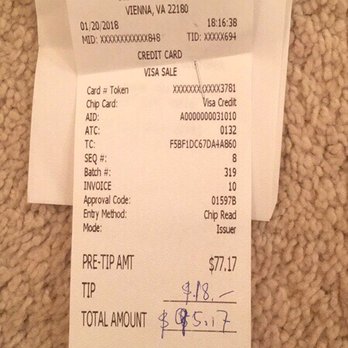 Sushi Yoshi - See for yourself how the receipt was altered after being signed - Sushi Bars Near Me - Vienna, Virginia