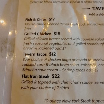 Ten Tavern - This is a part of menu - American Near Me - Clovis, California
