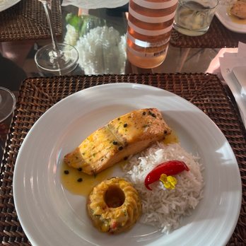 Pimenta Brazilian BBQ Catering - Salmon with passion fruit sauce, rice and cuscuz. The sauce is so good!! - Caterers Near Me Pimenta Brazilian BBQ Catering - Salmon with passion fruit sauce, rice and cuscuz. The sauce is so good!! - Caterers Near Me
