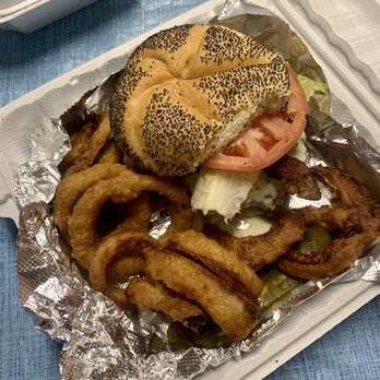 Triangle Tavern - a hamburger and onion rings - Restaurants Near Me - Cherry Valley, New York