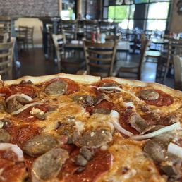 Spicy meat lovers pizza