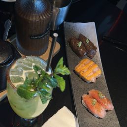 Wagyu nigiri smoked salmon nigiri Wagyu nigiri smoked salmon nigiri