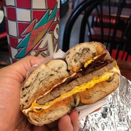 Sausage-BEC on Cinnamon raisin bagel