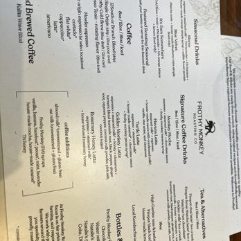 Frothy Monkey - Drink menu - Cafes Near Me - Birmingham, Alabama Frothy Monkey - Drink menu - Cafes Near Me - Birmingham, Alabama
