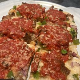 Detroit style vegan meat pizza Detroit style vegan meat pizza