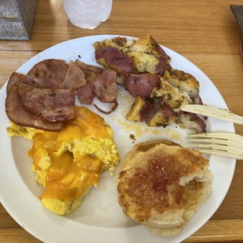 The Whistle Stop By Ariel Seafoods - Platter #2 with scrambled, ham and a biscuit - American Near Me - Stuart, Florida The Whistle Stop By Ariel Seafoods - Platter #2 with scrambled, ham and a biscuit - American Near Me - Stuart, Florida