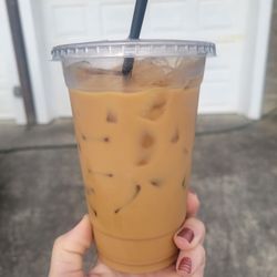 Captain Jack's Espresso - Iced americano with hazelnut and cream - perfect color!