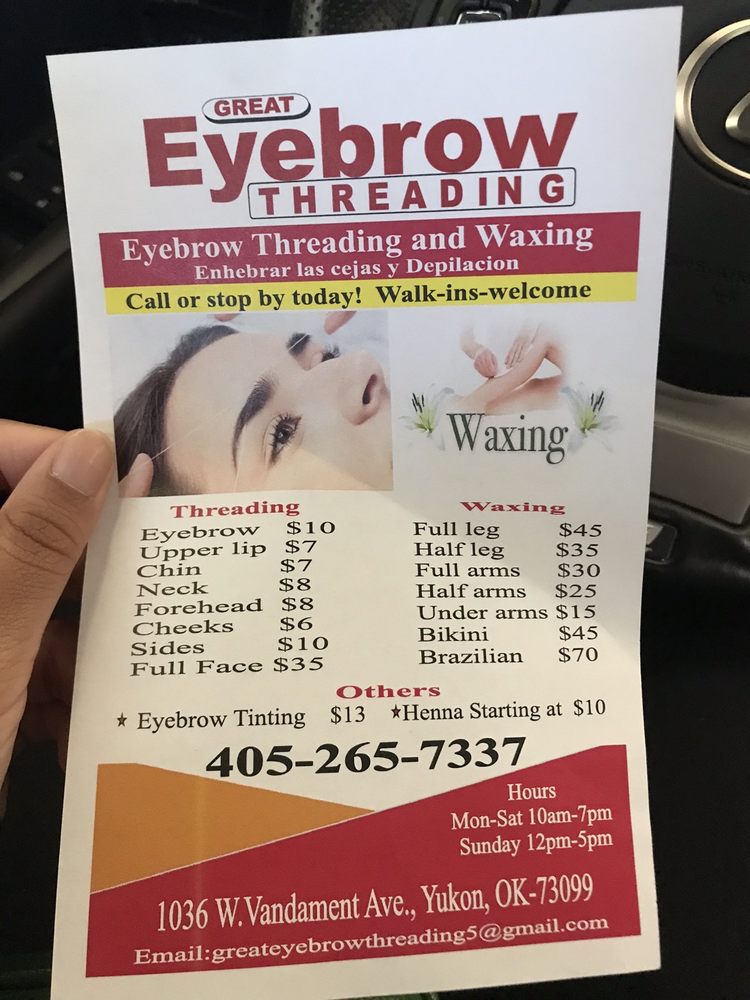 GREAT EYEBROW THREADING 1036 W Vandament Ave, Yukon, Oklahoma Hair