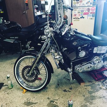 Klass Cycles - Getting some white walls put on - Motorcycle Repair Near Me - Costa Mesa, California