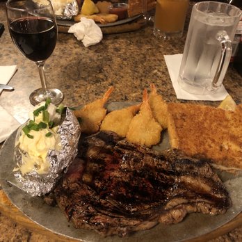 Steer N' Stein - Rib Eye, medium Rare . Shrimp and baked potato and the cab. - Steakhouses Near Me - Rancho Cucamonga, California
