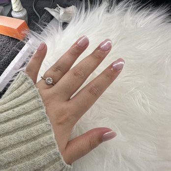 Get Nail’d La - Hard gel nails with sheer pink and white pearl chrome finish! - Nail Salons Near Me - Los Angeles, California Get Nail’d La - Hard gel nails with sheer pink and white pearl chrome finish! - Nail Salons Near Me - Los Angeles, California