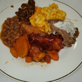 Thompson’s Southern Cuisine - Yams, Hennessey bbq wing, honey lemon pepper wing, roast beef, Mac n cheese, beans, dirty rice - Southern Near Me - Burlington, North Carolina Thompson’s Southern Cuisine - Yams, Hennessey bbq wing, honey lemon pepper wing, roast beef, Mac n cheese, beans, dirty rice - Southern Near Me - Burlington, North Carolina