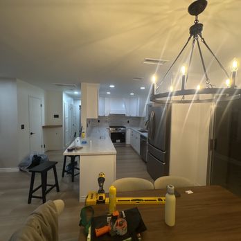 Bulls Eye Electrical - Recess lights with chandelier and new black receptacle plugs. - Electricians Near Me - Whittier, California Bulls Eye Electrical - Recess lights with chandelier and new black receptacle plugs. - Electricians Near Me - Whittier, California