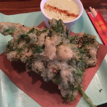 Olmsted - Rabe tempura with shishito butter -surpriswing filling appetizer with very light batter - enjoyable - New American Near Me - Brooklyn, New York Olmsted - Rabe tempura with shishito butter -surpriswing filling appetizer with very light batter - enjoyable - New American Near Me - Brooklyn, New York