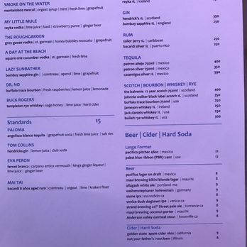 High Rooftop Lounge - Menu pt. 2. - Lounges Near Me - Venice, California