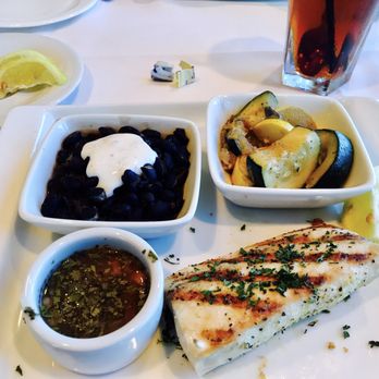 Dauphin's - Lunch Special:  Daily Catch. Mahi-mahi with tequila vinaigrette , Beans & Rice, Zucchini - Seafood Near Me - Mobile, Alabama