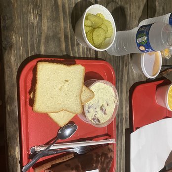 Cooper's Old Time Pit Bar-B-Que - Potato salad, brisket, and apple pie. - Barbeque Near Me - Austin, Texas
