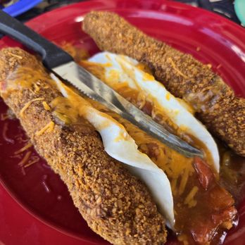 Roosters Crow Cafe - The worst rellenos possible. Notice the tiny amount of chile. It wasn't good, but smothering the rellanos would have helped. - Breakfast & Brunch Near Me - Buena Vista, Colorado