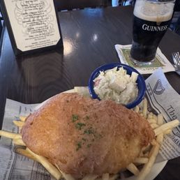 Fish and chips and an ice cold Guinness - perfect lunch!! Fish and chips and an ice cold Guinness - perfect lunch!!