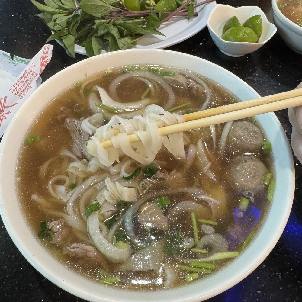 Pho Dien - Katy - 1. Pho Dac Biet: Rare steak was tender, meats were fresh, generous portions, and good broth! Fresh noodles are wide and +$.075. - Vietnamese Near Me - Katy, Texas