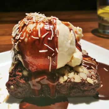 Pacific Catch - Macadamia Nut Brownie Sundae with vanilla ice cream and toasted coconut - Seafood Near Me - Dublin, California