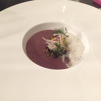 Stages At One Washington - charred green tomato, purple cabbage soup, radish, dill - New American Near Me - Dover, New Hampshire Stages At One Washington - charred green tomato, purple cabbage soup, radish, dill - New American Near Me - Dover, New Hampshire