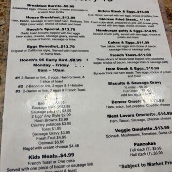 Hooch's 95 Bar & Grill - Hooch's Breakfast Menu - American Near Me - Fort Mohave, Arizona