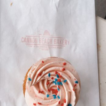 Cannon Beach Bakery - Vanilla Cupcake with a fruit filling. The frosting was perfect! - Bakeries Near Me - Cannon Beach, Oregon Cannon Beach Bakery - Vanilla Cupcake with a fruit filling. The frosting was perfect! - Bakeries Near Me - Cannon Beach, Oregon