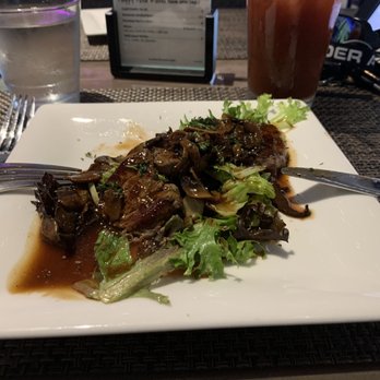 Two Fillets - Beef medallions with a mushroom sauce and arugula happy hour portion - Seafood Near Me - Naples, Florida Two Fillets - Beef medallions with a mushroom sauce and arugula happy hour portion - Seafood Near Me - Naples, Florida