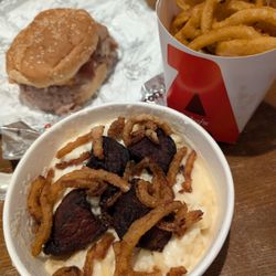 Arby's - Steak Nugget Bowl,  Double Roast Beef,  Curly Fries (Large)