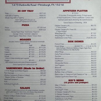 Beto's Pizza - Menu - Pizza Near Me - Pittsburgh, Pennsylvania